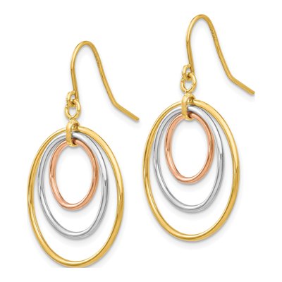 14K Tri-Color Gold Graduated Circles Dangle Earrings – view 3