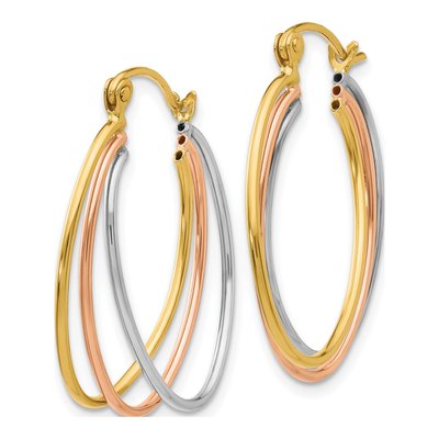 14K Tri-Color Gold Hoop Earrings – view 3
