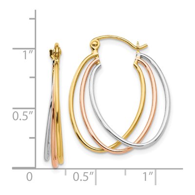 14K Tri-Color Gold Hoop Earrings – view 5