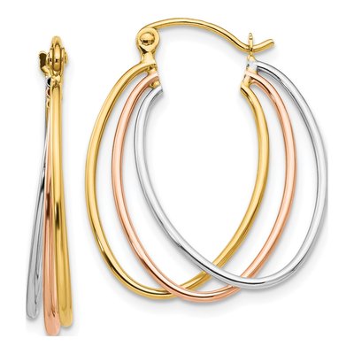 14K Tri-Color Gold Hoop Earrings