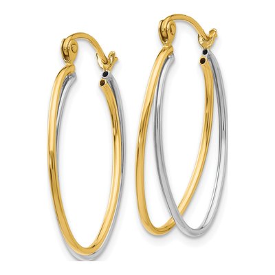 14K Two-Tone Gold 15mm Hoop Earrings – view 3