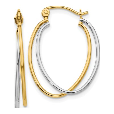 14K Two-Tone Gold 15mm Hoop Earrings