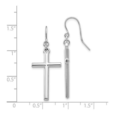 14K White Gold Hollow Cross Dangle Earrings – view 5