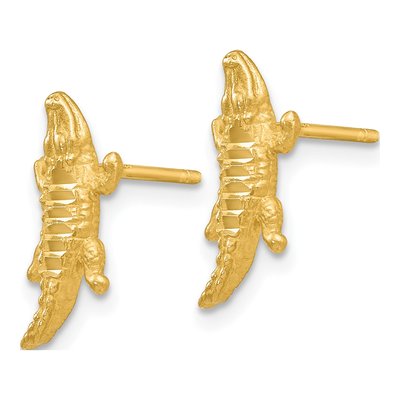 14K Yellow Gold Diamond-Cut Alligator Dangle Earrings – view 3