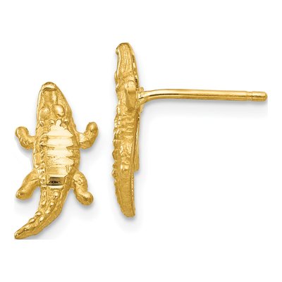 14K Yellow Gold Diamond-Cut Alligator Dangle Earrings