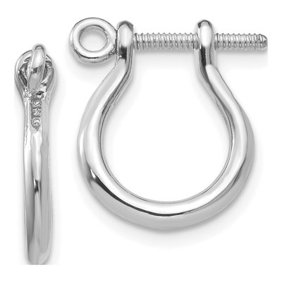14K White Gold 15mm Shackle Link Hoop Earrings