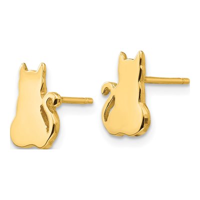 14K Yellow Gold Cat Stud Earrings – view 3