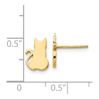 14K Yellow Gold Cat Stud Earrings – view 5