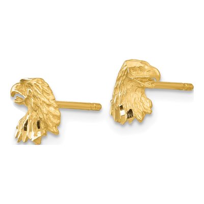 14K Yellow Gold Diamond-Cut Eagle Stud Earrings – view 3