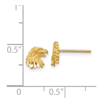 14K Yellow Gold Diamond-Cut Eagle Stud Earrings – view 5