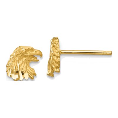 14K Yellow Gold Diamond-Cut Eagle Stud Earrings