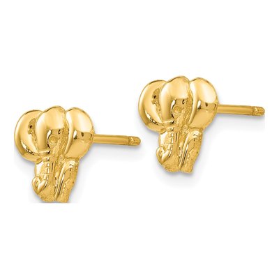 14K Yellow Gold Elephant Button Stud Earrings – view 3