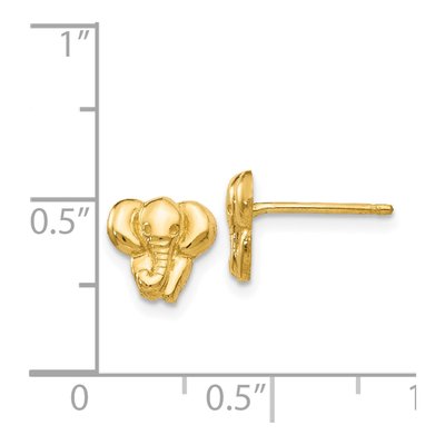 14K Yellow Gold Elephant Button Stud Earrings – view 5