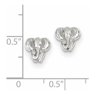 14K White Gold Elephant Button Stud Earrings – view 5