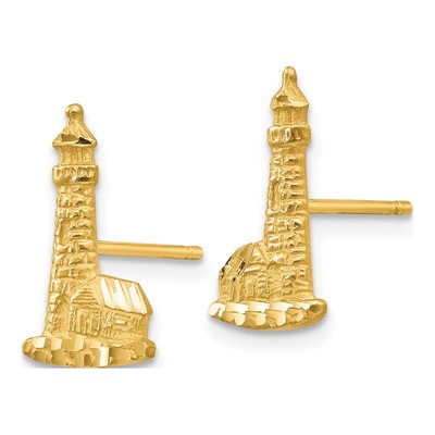 14K Yellow Gold Lighthouse Stud Earrings – view 3