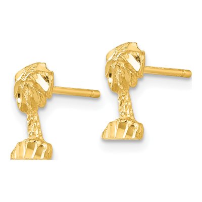 14K Yellow Gold Palm Tree Stud Earrings – view 3
