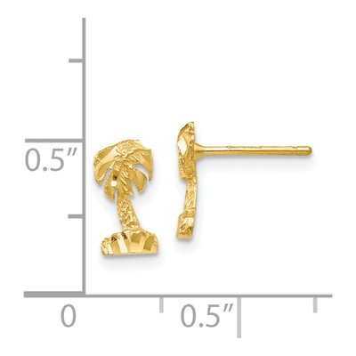 14K Yellow Gold Palm Tree Stud Earrings – view 5