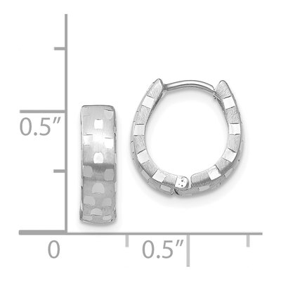 14K White Gold 14mm Diamond-Cut Huggie Hoop Earrings – view 4