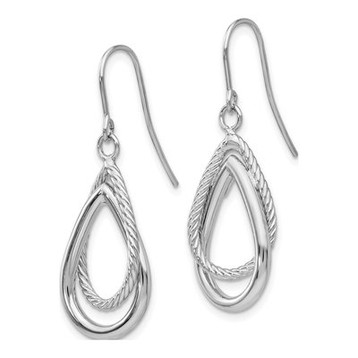 14K White Gold Teardrop French Hook Dangle Earrings – view 4