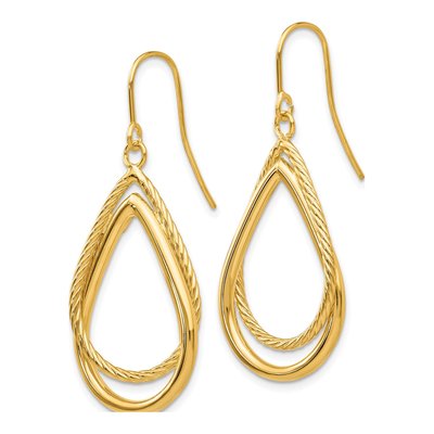 14K Yellow Gold Teardrop Dangle Earrings – view 4