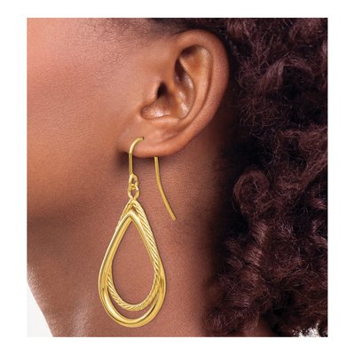14K Yellow Gold Teardrop Dangle Earrings – view 5