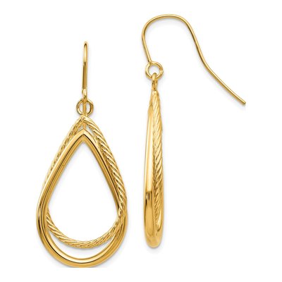 14K Yellow Gold Teardrop Dangle Earrings