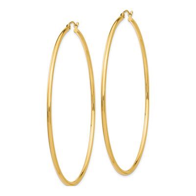 14K Yellow Gold 70mm Round Tube Hoop Earrings – view 3