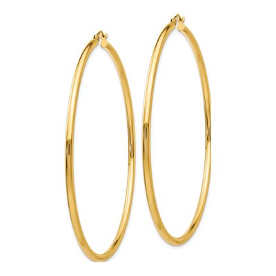 14K Yellow Gold 70mm Round Tube Hoop Earrings – view 3