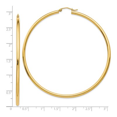 14K Yellow Gold 70mm Round Tube Hoop Earrings – view 5