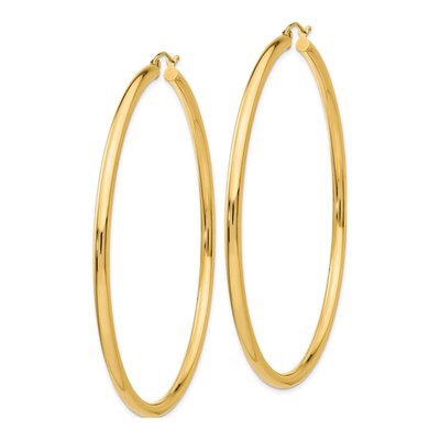 14K Yellow Gold 70mm Round Tube Hoop Earrings – view 2