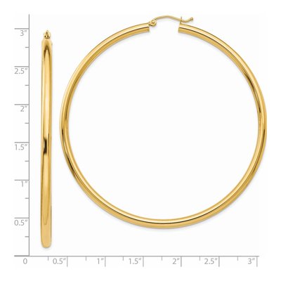 14K Yellow Gold 70mm Round Tube Hoop Earrings – view 4