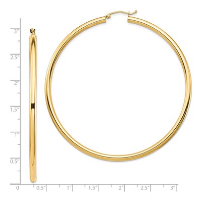 14K Yellow Gold 70mm Round Tube Hoop Earrings – view 5