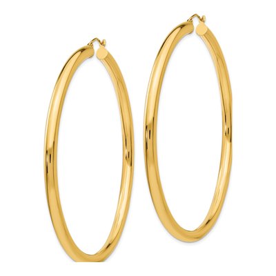 14K Yellow Gold 70mm Round Tube Hoop Earrings – view 3