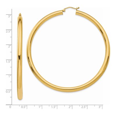14K Yellow Gold 70mm Round Tube Hoop Earrings – view 5