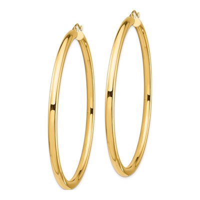 14K Yellow Gold 70mm Tube Hoop Earrings – view 2