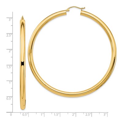 14K Yellow Gold 70mm Tube Hoop Earrings – view 4