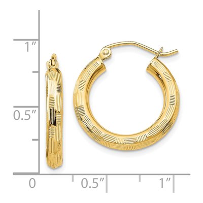 14K Yellow Gold 20mm Diamond-Cut Tube Hoop Earrings – view 5