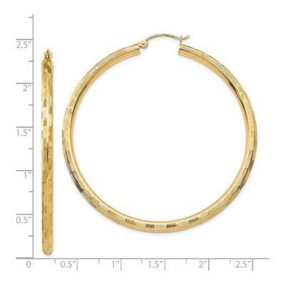 14K Yellow Gold 55mm Diamond-Cut Tube Hoop Earrings – view 5