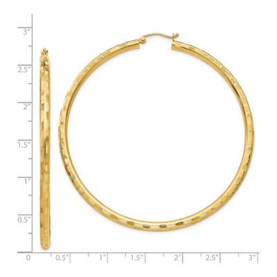 14K Yellow Gold 65mm Diamond-Cut Tube Hoop Earrings – view 5