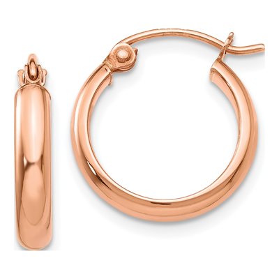 14K Rose Gold 16mm Tube Hoop Earrings