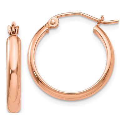 14K Rose Gold 18mm Tube Hoop Earrings