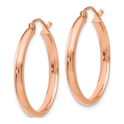14K Rose Gold 25mm Tube Hoop Earrings – view 3