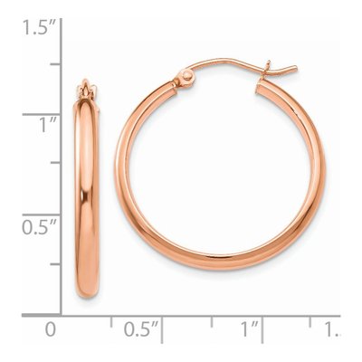 14K Rose Gold 25mm Tube Hoop Earrings – view 5
