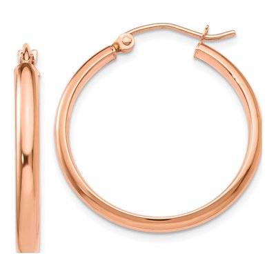 14K Rose Gold 25mm Tube Hoop Earrings