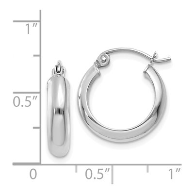 14K White Gold 19mm Round Tube Hoop Earrings – view 5
