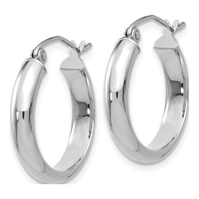 14K White Gold 20mm Round Tube Hoop Earrings – view 3