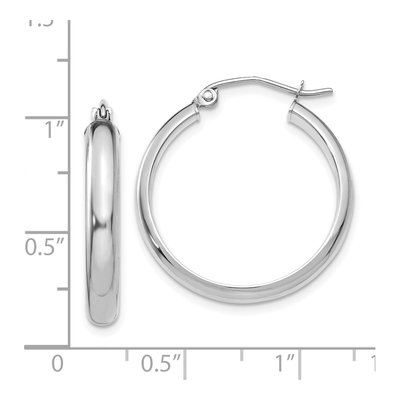 14K White Gold 26mm Round Tube Hoop Earrings – view 5