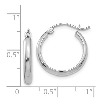 14K White Gold 21mm Round Tube Hoop Earrings – view 5