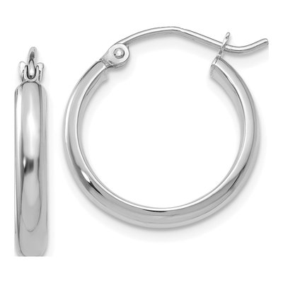 14K White Gold 21mm Round Tube Hoop Earrings