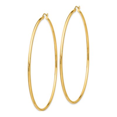 14K Yellow Gold 75mm Hoop Earrings – view 3